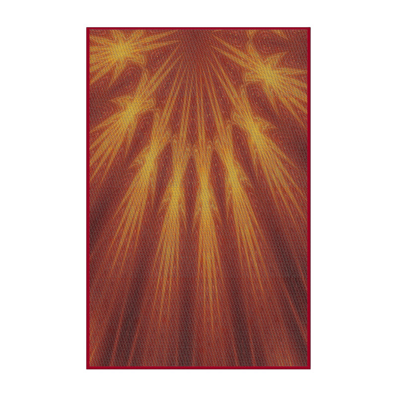 Laine tissée à la machine aletha et polyester rouge/jaune Tapis décoratif, Rectangle 5 pi x 7 pi