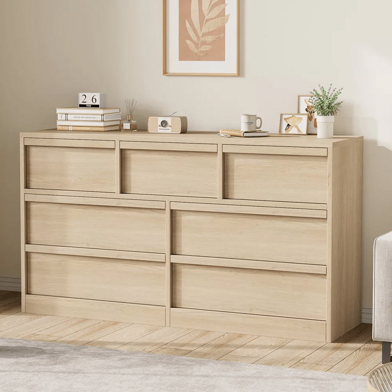 Commode à 7 tiroirs de 137 cm (54 po) – Capacité de charge du plateau : 68 kg (150 lb), meuble télé, buffet ou chambre d’enfant