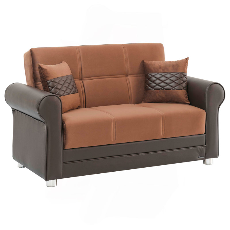 Causeuse convertible avec rangement Collection, Polyuréthane brun, brun rougeâtre