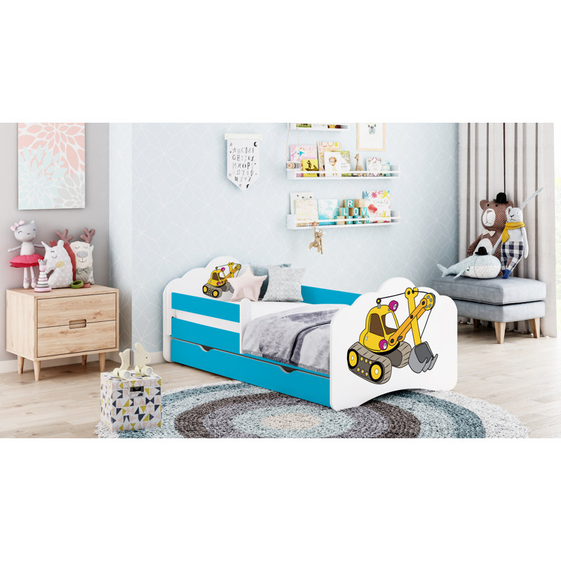 Rio Cot Bed / Toddler Bed Frame with Drawers, Blue, 65 x 80 x 160cm