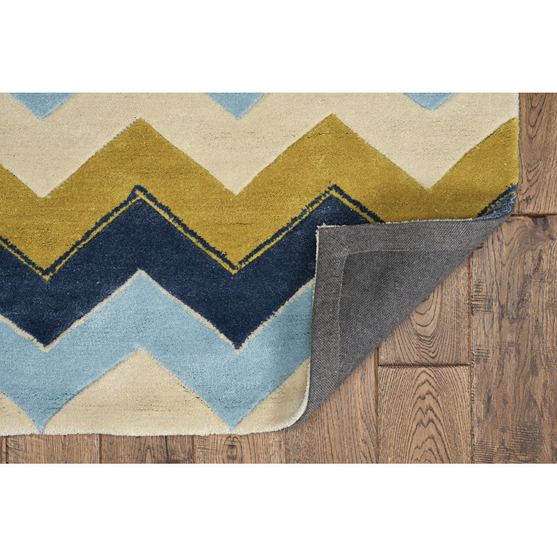 Equelle Handmade Rug Blue And Marigold, Rectangle 8' x 10'