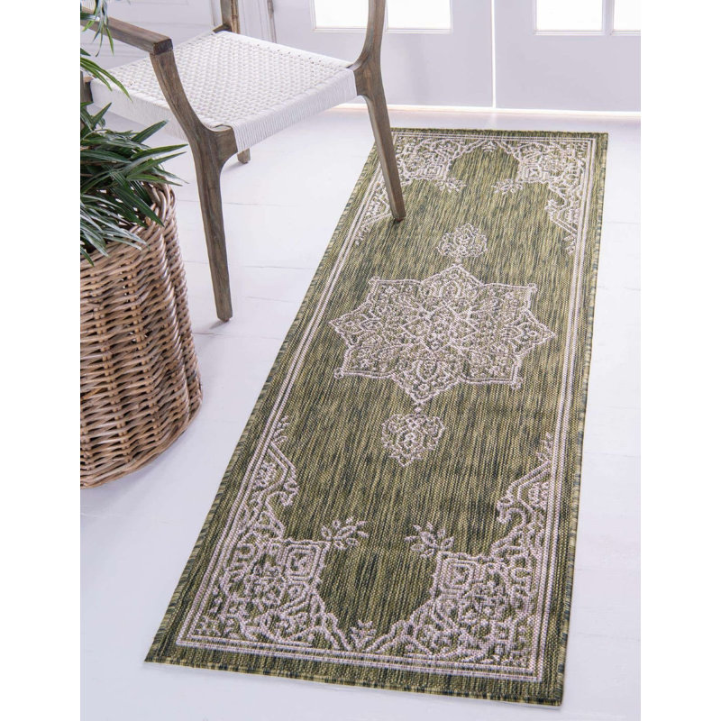Outdoor Nile Area Rug Forest Color, Runner 2' x 6'
