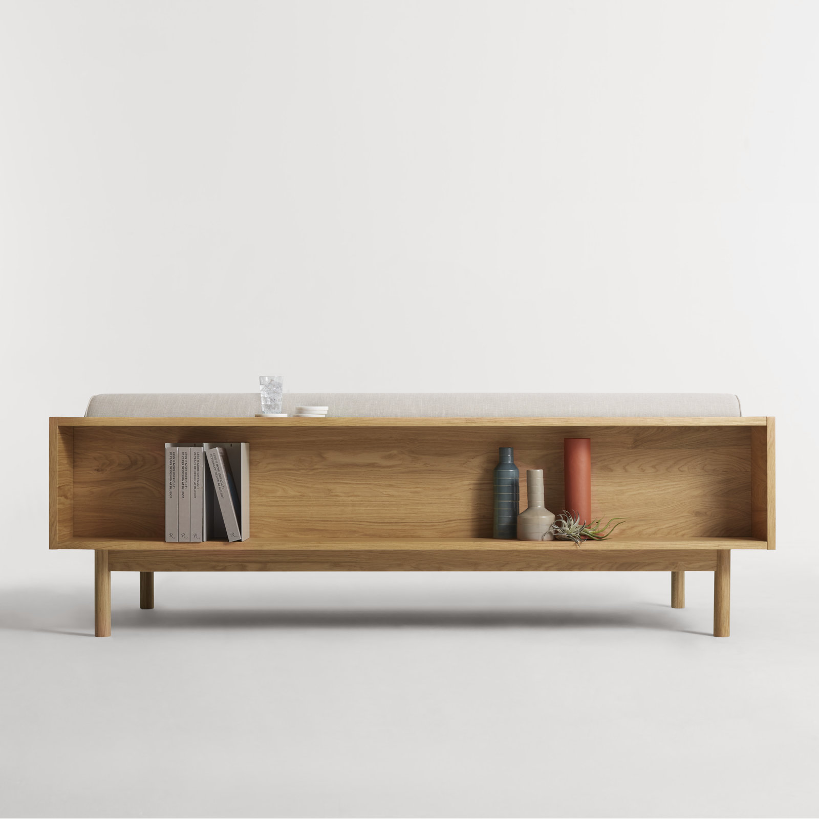 Souvenir 87'' Upholstered Sofa, Landa Stone, White Oak