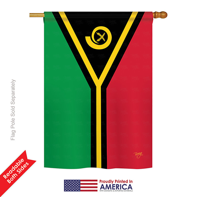 Drapeau maison en polyester 2 côtés vanuatu, H 18,5 po x l 13 po