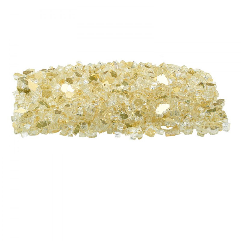 Roches de foyer en verre 10 po pour foyer d'extérieur 10 lb, Doré, H 3,74 po x l 11,10 po x P 9,02 po