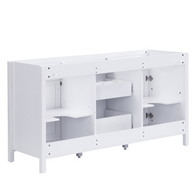 58.7" Bathroom Vanity Cabinet Only, Soft-Close Doors & Drawers, White