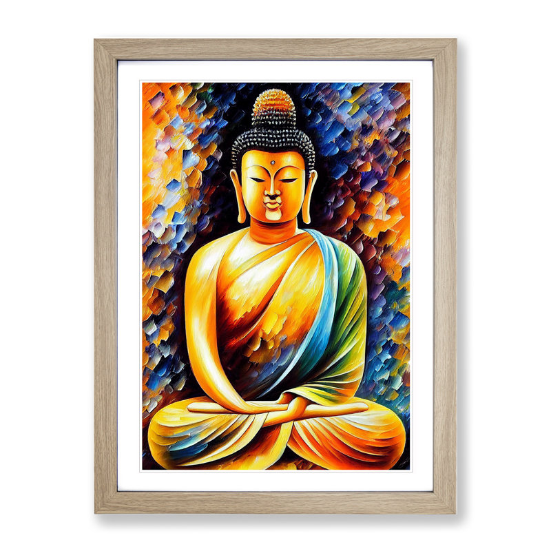 XV1022-4983X View Of Buddha No.4 - - Wall Art, 34cm H x 25cm W, Oak Framed Paper, Oak
