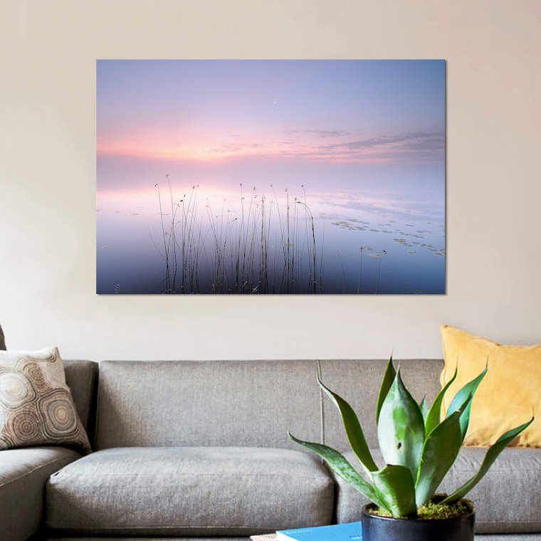 Lac - reproduction d'impression sur toile, H 12 po x l 18 po x P 1,5 po, Toile tendue, Pas de tapis