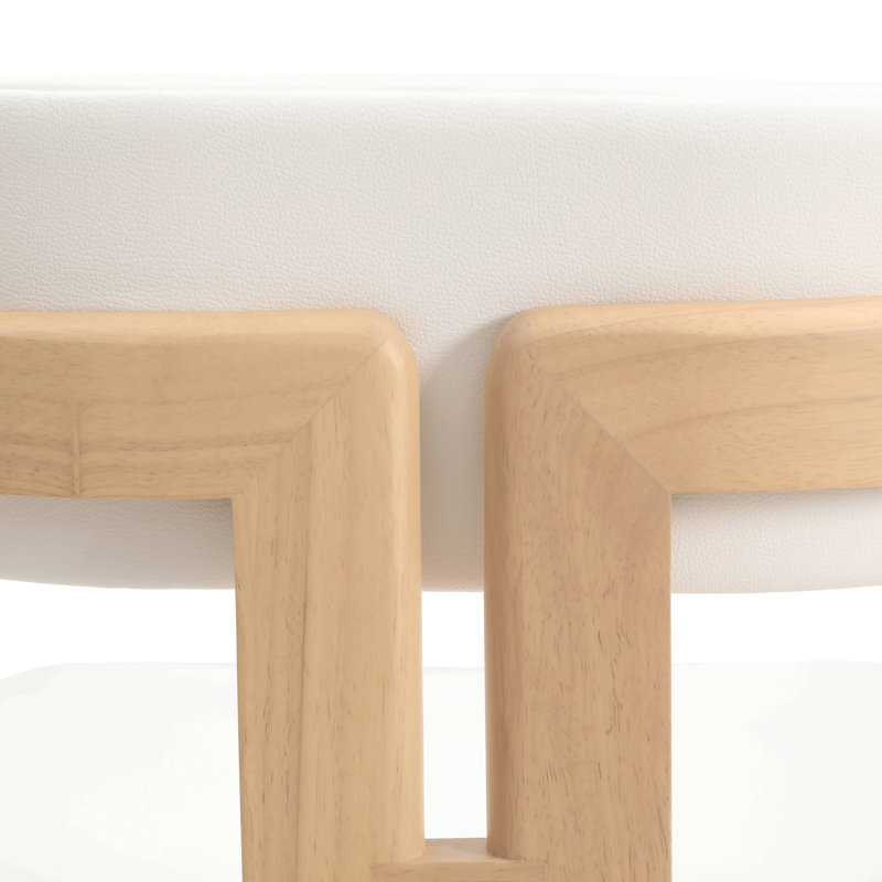 Fauteuil de salle à manger en cuir végétalien Cowles, Simple, Naturel / Blanc
