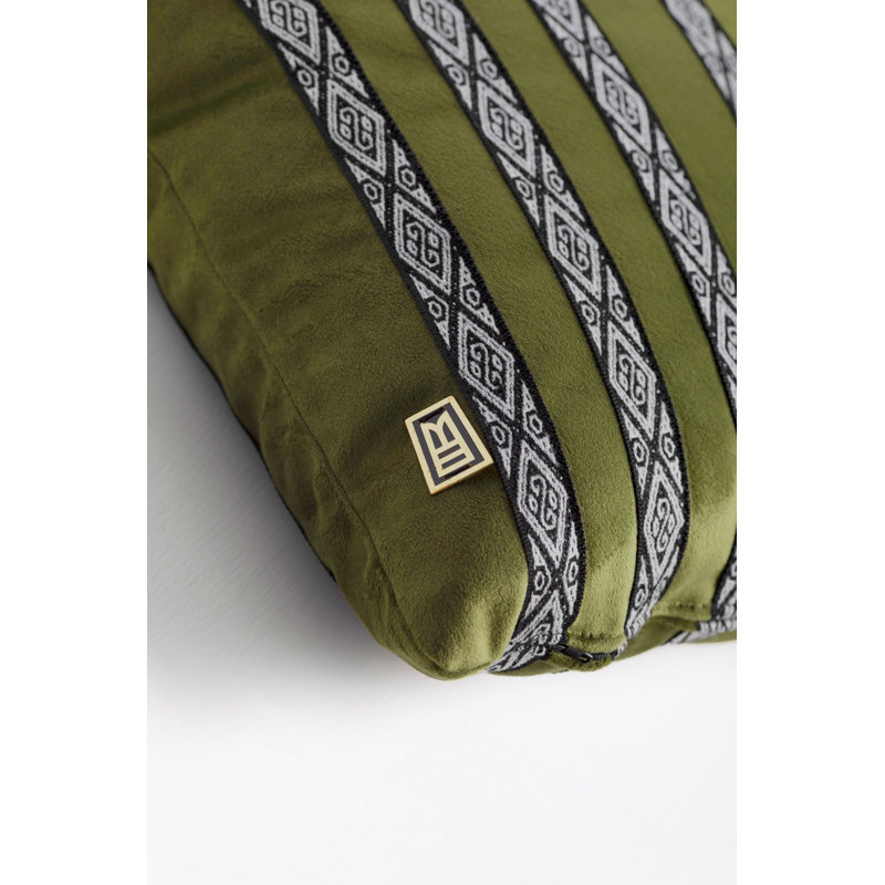 Fajas Handwoven Sash Decorative Pillows By Andean, Green;White;Black