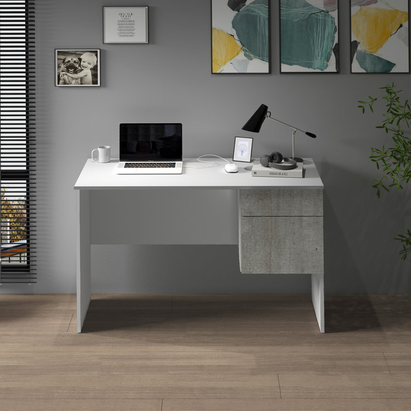 Rudman Computer Desk, White/Grey
