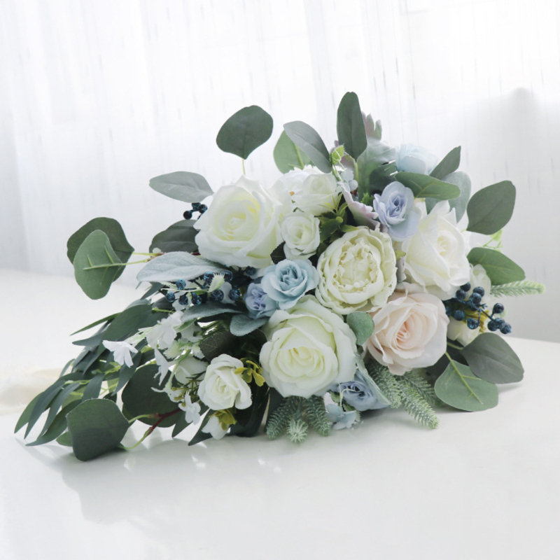 Bouquets de mariée pour la mariée, bouquet de fleurs artificielles en cascade pour la mariée