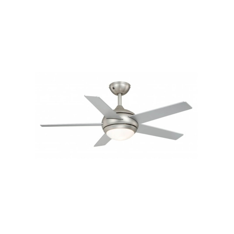 112cm Ceiling Fan with Light Kit, Satined Nickel/Silver/Pine