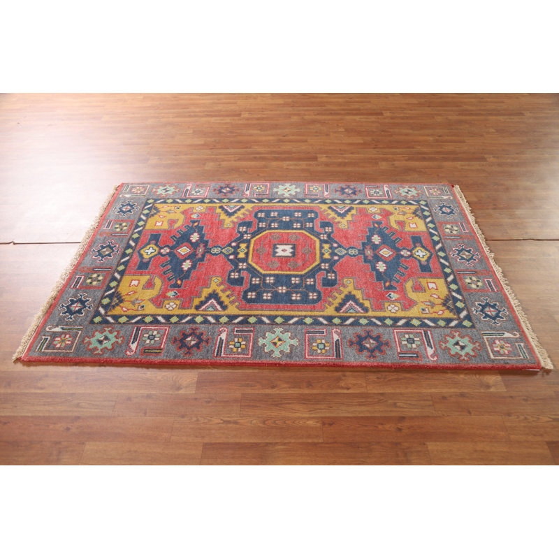 Tapis traditionnel indien fait à la main en laine 4 x 6