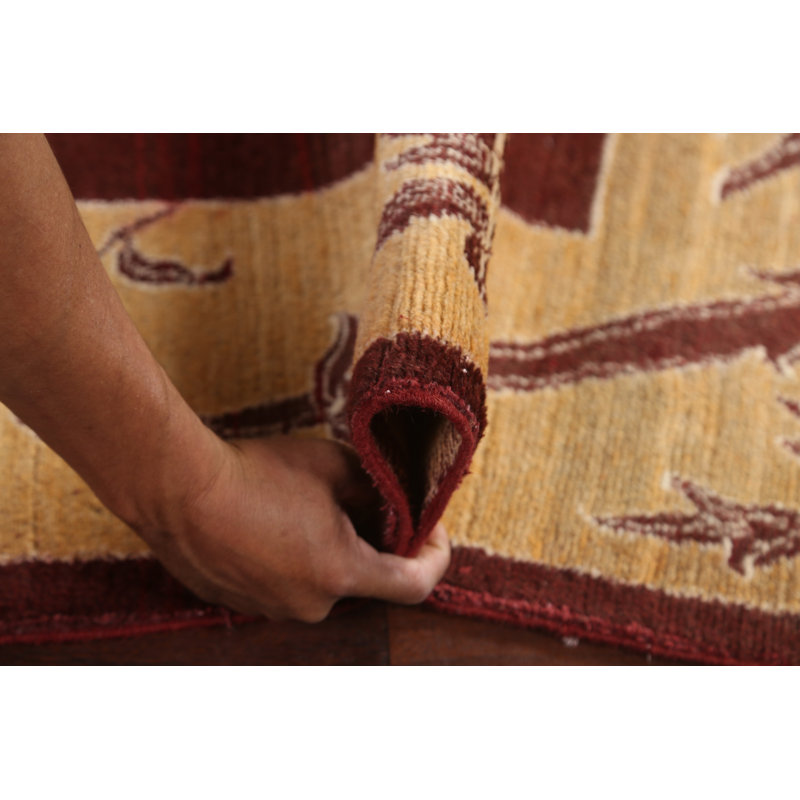 Tapis rouge en laine Peshawar Chobi noué à la main 4 x 6
