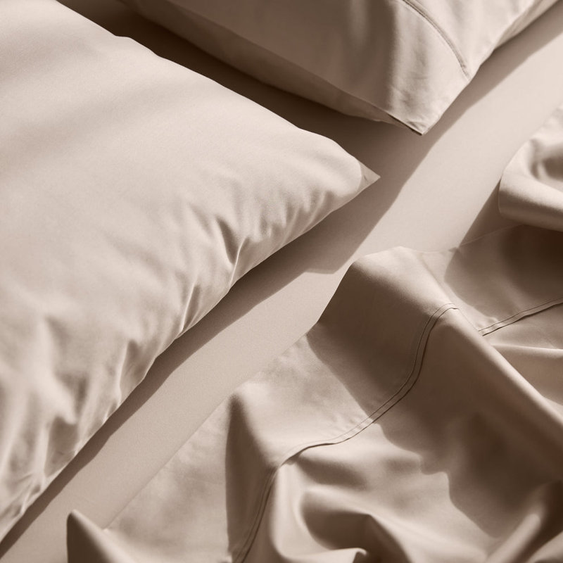 Ensemble de draps en coton 400TC Cloudten Bedding , Beige, Ensemble de draps pour lit double avec 2 taies d'o