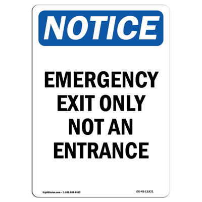 Enseigne d'urgence en aluminium 18 x 24