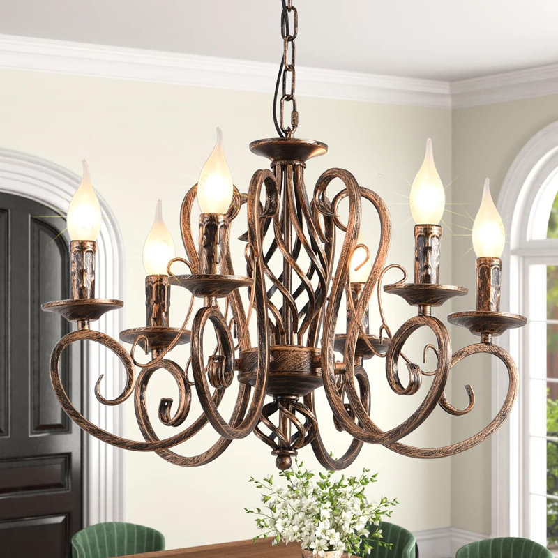 Lustre classique / traditionnel à 6 lumières à intensité variable Dirksen, Bronze
