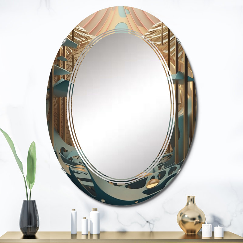 Jalus - Miroir mural moderne ovale, 36 po x 24 po