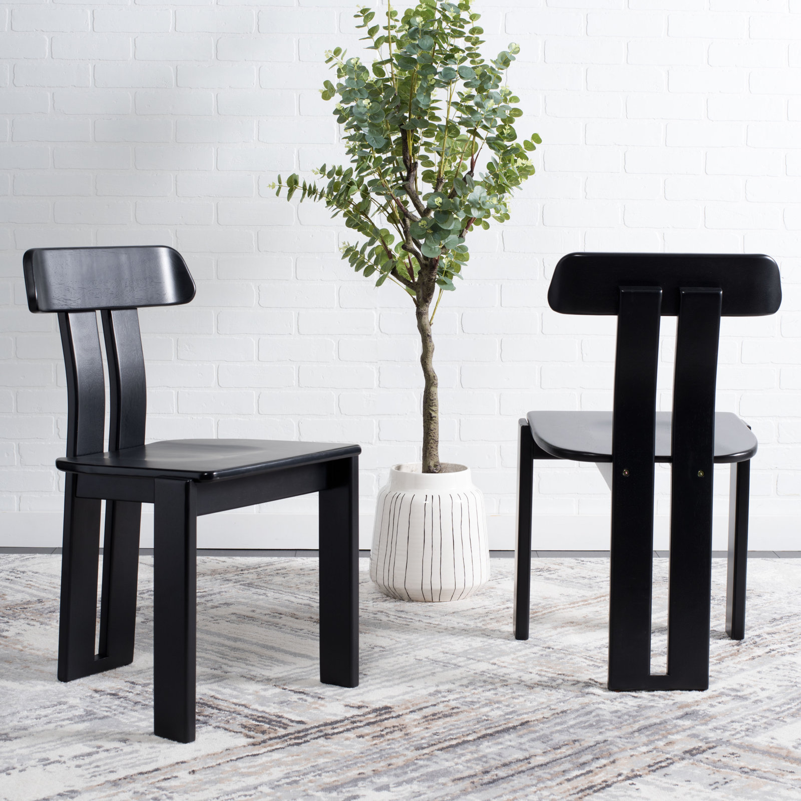 Jahmal Solid Wood Slat Back Side Chair, Black