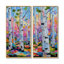«Pink Orange Vibrant Birch Forest - Birch», art mural pour le salon, impression sur toile rose nature 2 pièces