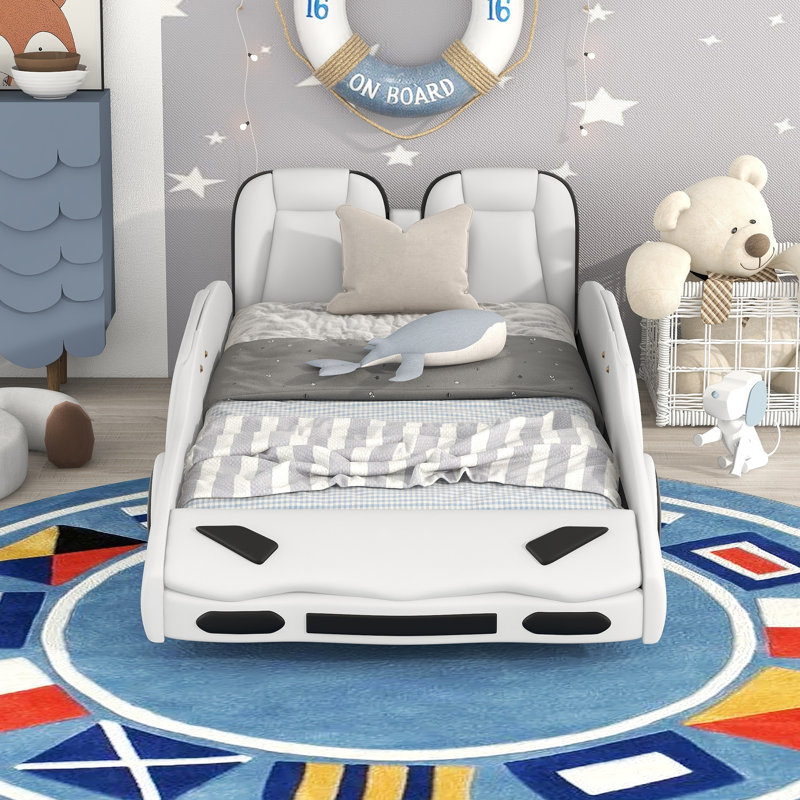 Lit plateforme simple avec roulettes, Blanc