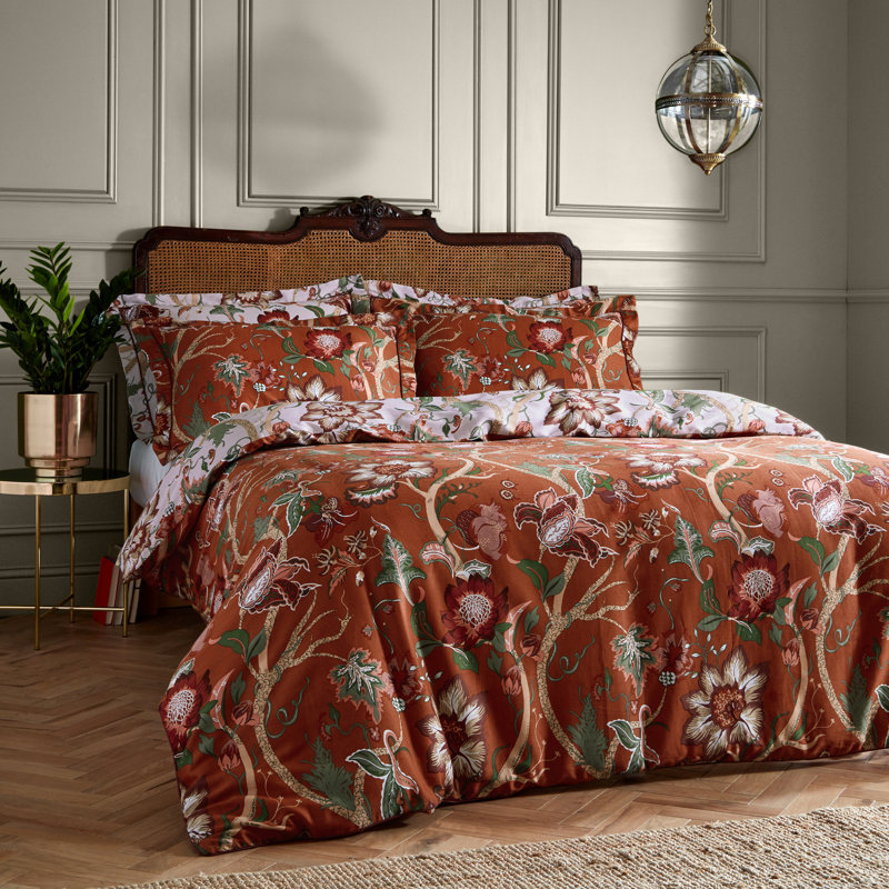 Cotton Floral Duvet Cover Set with Pillowcases Included, Single - 1 Standard Pillowcase