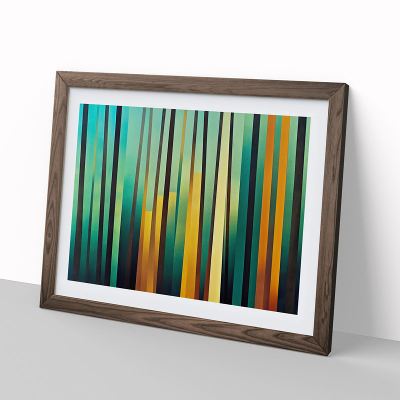 A Vivid Abstract Forest - Single Picture Frame Print, 25cm H x 34cm W x 2cm D, Walnut Framed