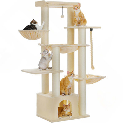 67" Heavy Duty Cat Tower For Indoor Cats Large Adult With 13 Thick Scratching Posts, Large Perch, Spacious Condo, Hammock