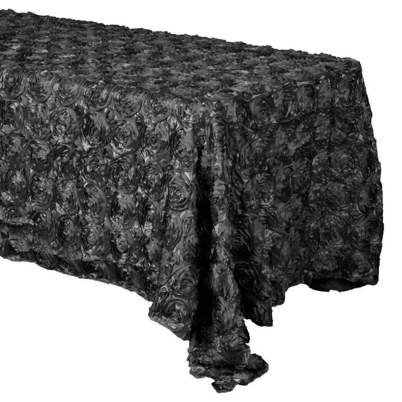 Silvie Floral Polyester Tablecloth, 108" x 54", Charcoal