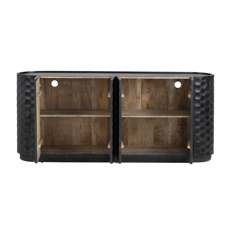 Makassar 76'' Wide Solid Wood Sideboard, Black