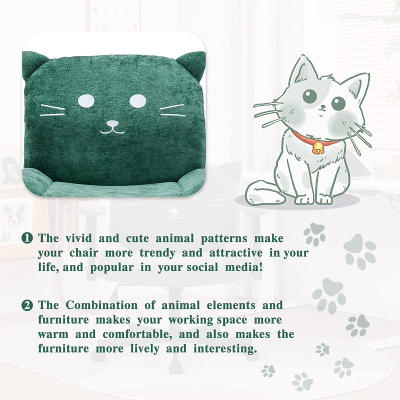 Chaise de bureau Teddy en tissu avec roulettes Teddy, Vert clair