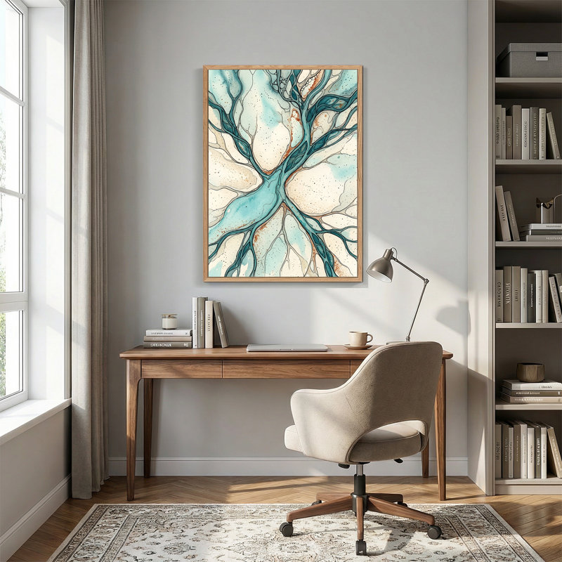 Toile sarcelle et rouille, 36"H x 24"W