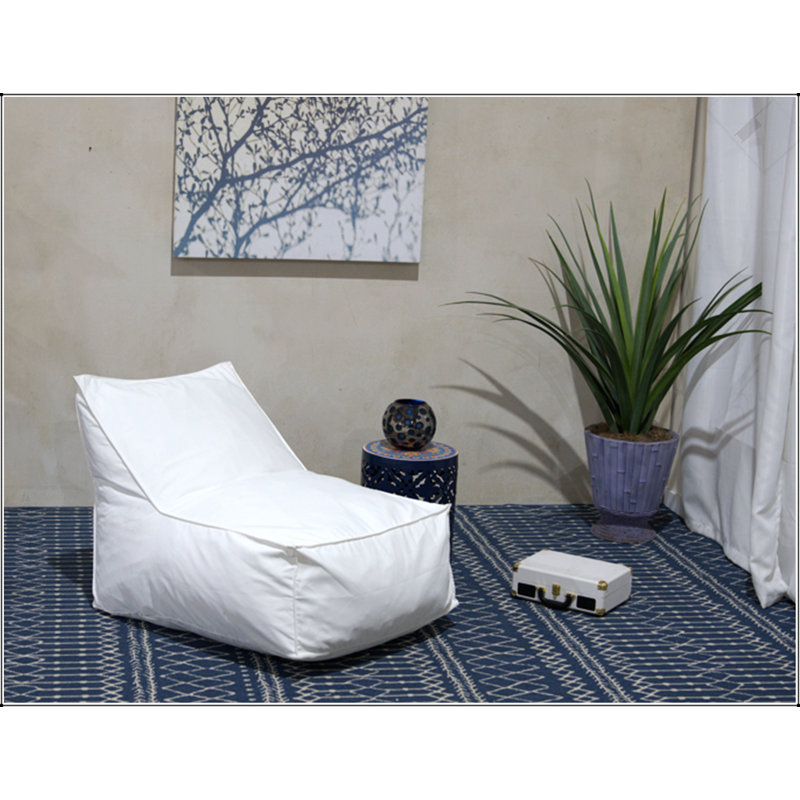 Ettie 3 Ft. Water Resistant Fabric Bean Bag Chair, For Cozy And Stylish Modern Living, White Washed Fabric