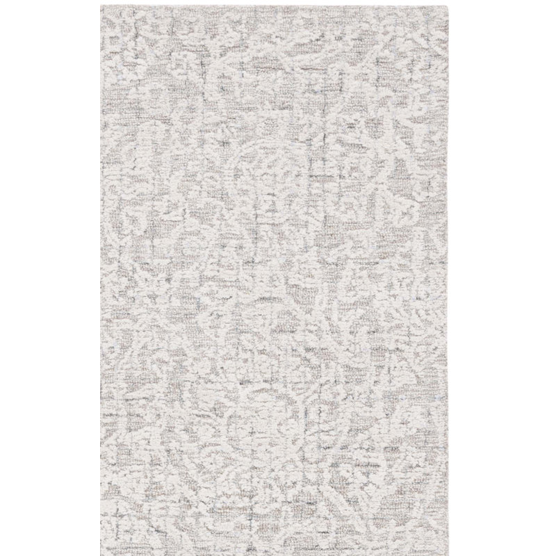 Floral Hand Tufted Wool/Viscose/Cotton Floral Rug in Ivory/Beige, Rectangle 8' x 10'
