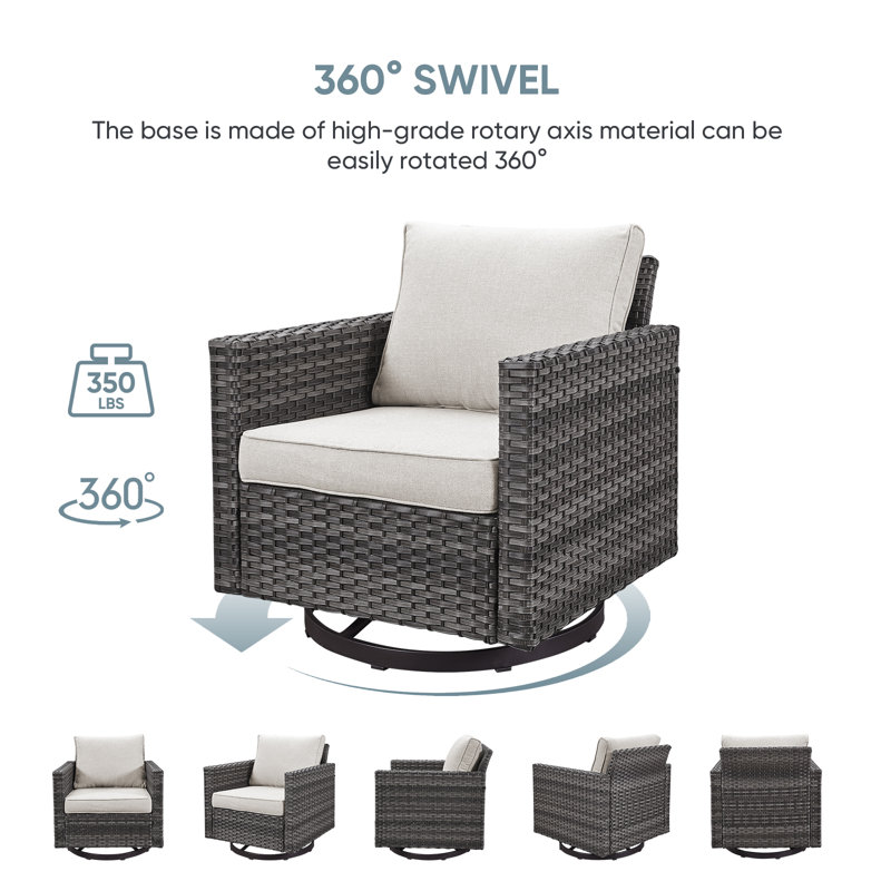 Naresa 7-Piece Outdoor Sofa Set, Wicker Patio Furniture Set With Fire Pit Table, All-Weather PE Wicker