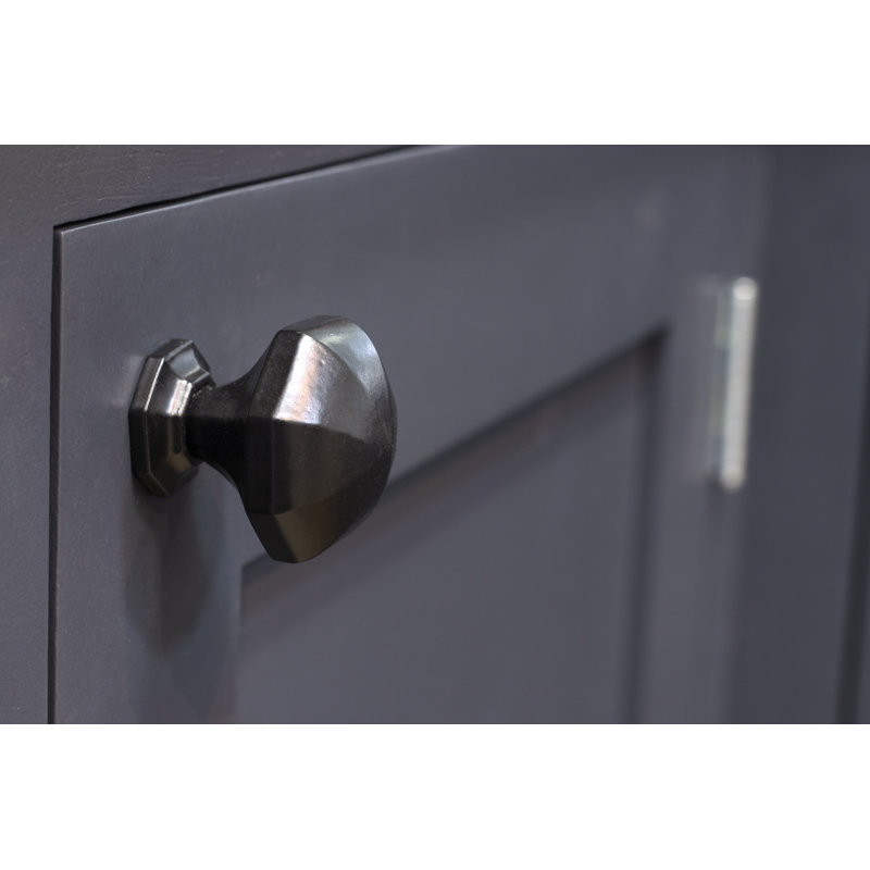 Octagonal Geometric Knob, Black, 3.2cm