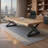 Modern Industrial-Style Executive Desk with Solid Wood Top
