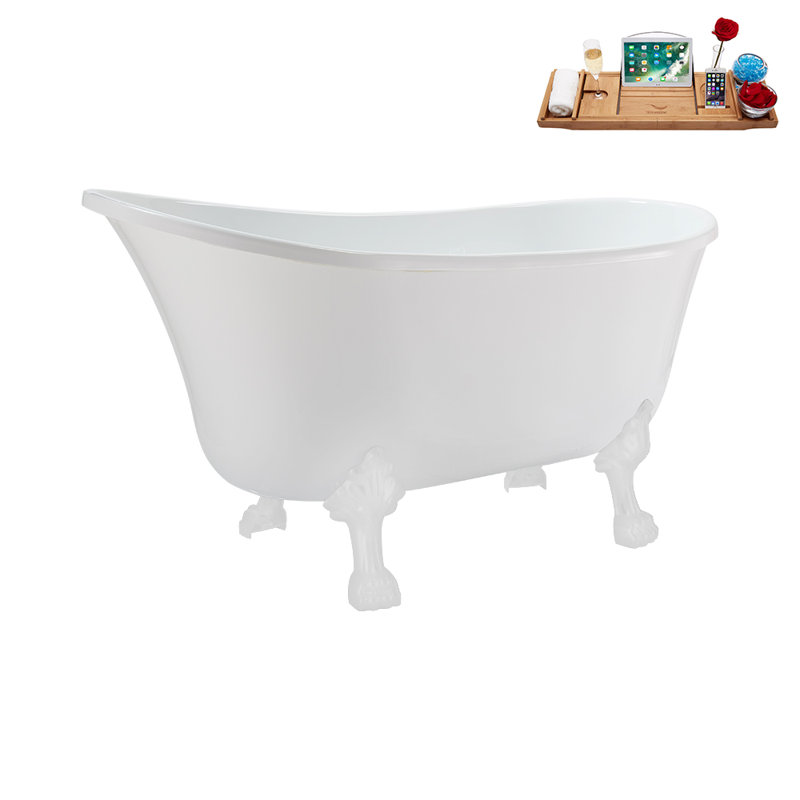 51.2'' x 25.6'' Soaking Acrylic Bathtub, Glossy White, Matte Oil Rubbed Bronze