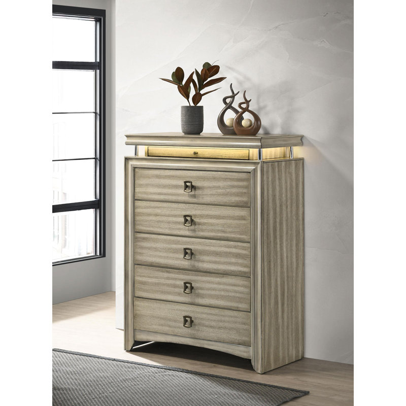 Commode 6 tiroirs beige rustique