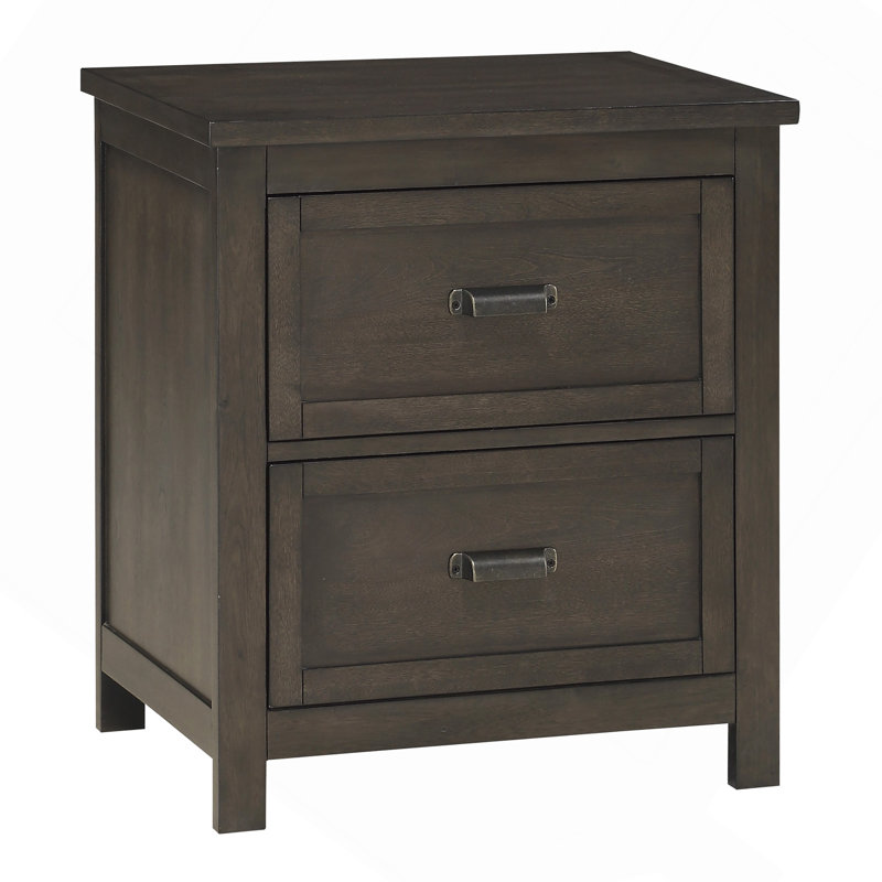 Table de chevet style transitionnel 1pc avec 2 tiroirs en bois de cerisier foncé