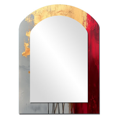 Gold Wildflowers Pure Form Of Marble I - Red Arch Wall Mirror Decor
