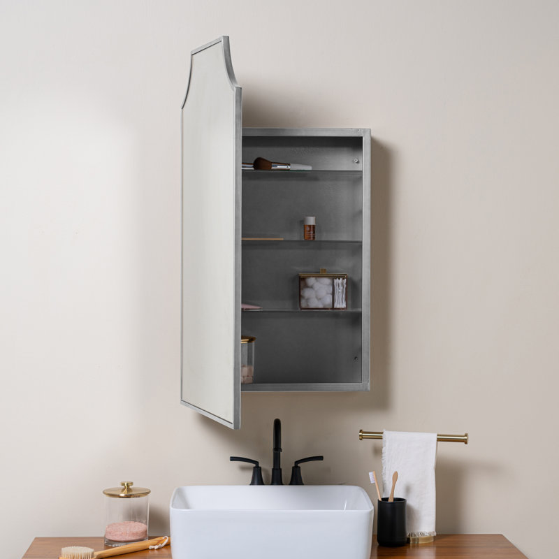 Simone Medicine Cabinet, Recess and Surface Mount, Silver