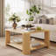 Table basse en bois cannelé avec bords arrondis et tablette inférieure Avalie