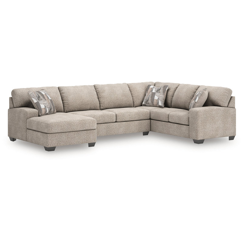 Canapé modulaire 3 pièces avec méridienne Cronan, Orienté à droite, Polyester beige