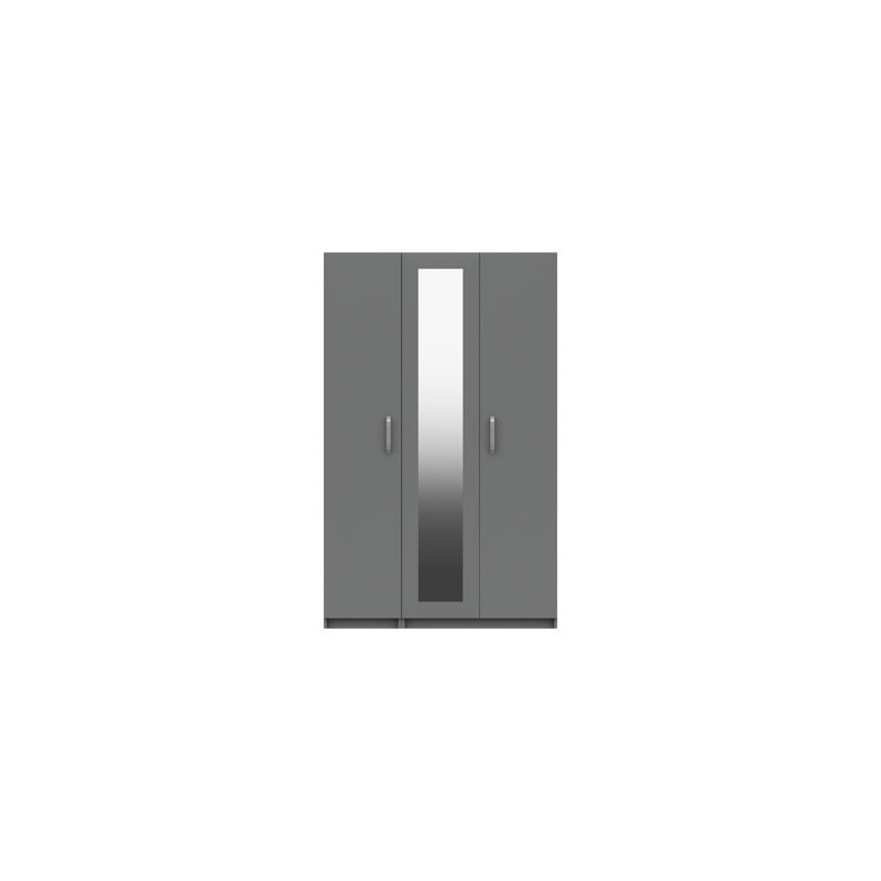 Narvaez 3 Door Manufactured Wood Wardrobe, Dust Grey Gloss