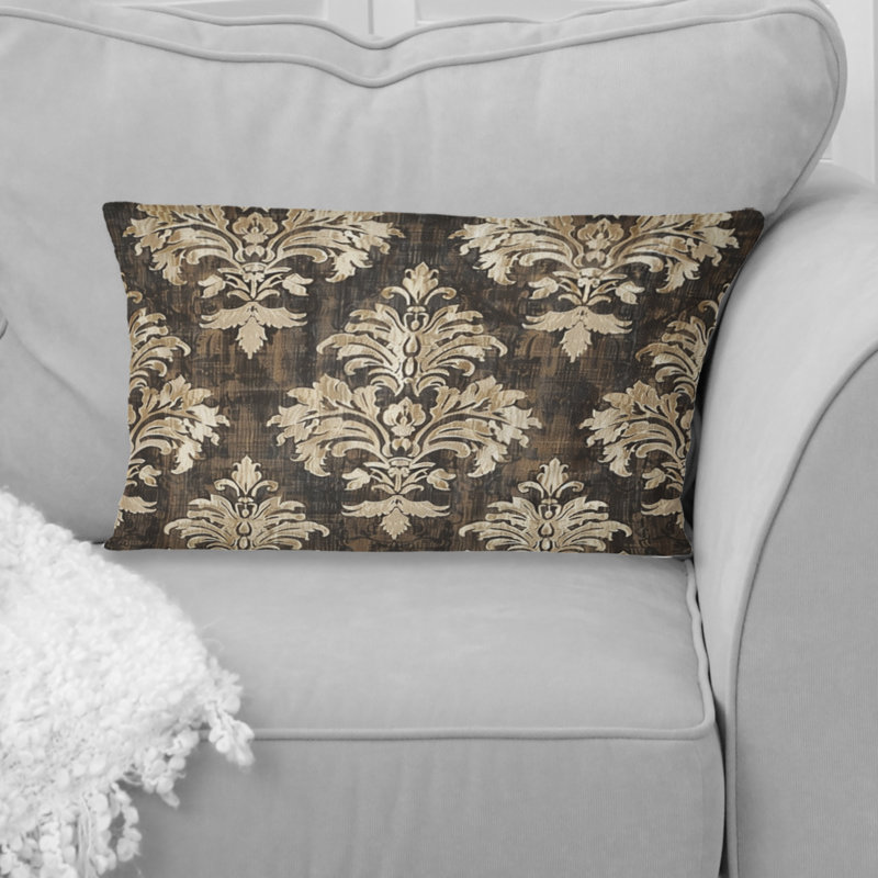 Coussin brun brun beige damassé Glam VI - transitionnel