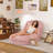 Upholstered  Dog Bed For Adults And Pets, Foldable Lazy Sofa Bed With 5 Adjustable Position, Includes 2 Soft Pillows For Bedroom, Living Room, Reading Corner(Pink)-1643986427