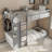 Gray Twin Size Bunk Bed With 4 Drawer Storage System, Hanging Rail, Strip And Dual For Bedroom Practicality Enhancement , Ideal ' Rooms-969222947