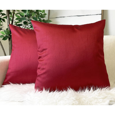 Faux Silk Euro Pillow Shams 24x24 inch, Red (Set of 2)